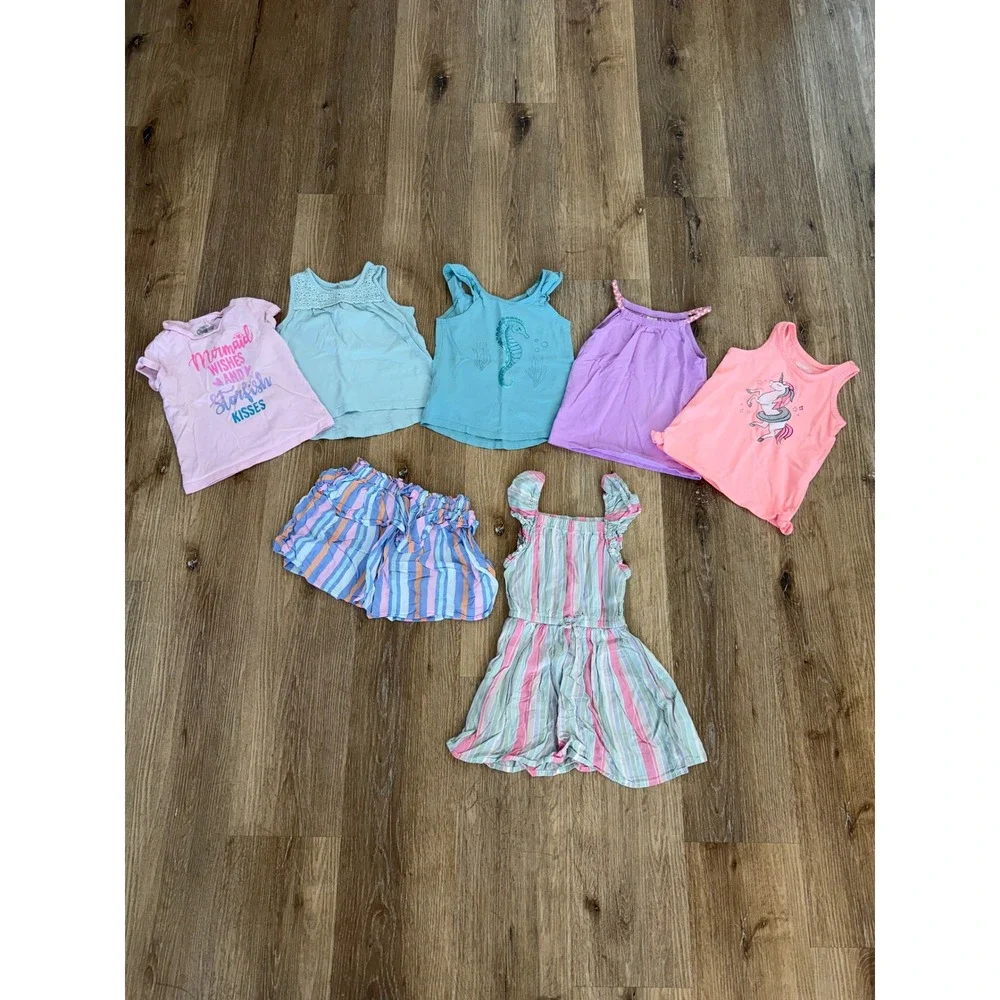 OshKosh B'gosh Coastal Preppy Summer Lot Toddler 3T Pink Blue Striped Ruffle 7pc
